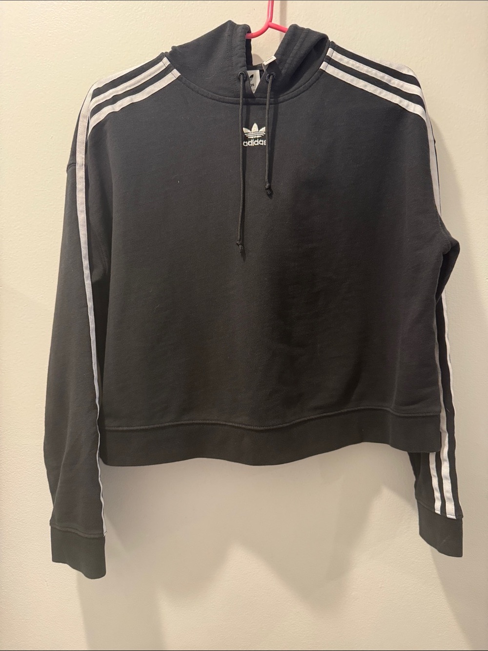 adidas Black Crewneck Sweater with White Three-Stripes